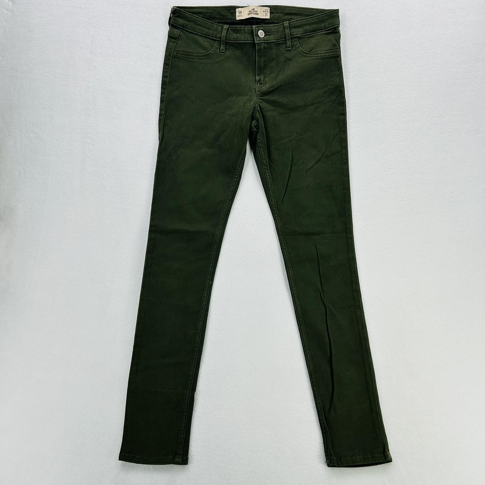 Hollister Jeans Juniors 5R 27x31 Green Super Skinny Stretch Denim Pants Preppy